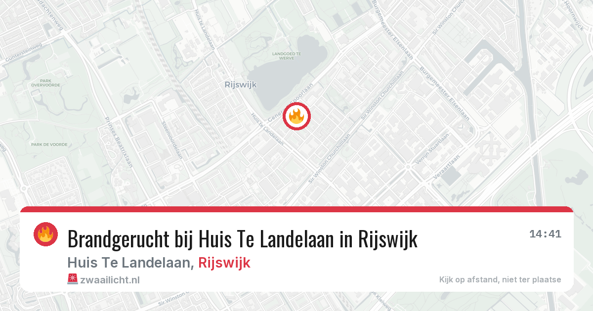 Brandgerucht bij Huis Te Landelaan in Rijswijk — 25 jun 2026