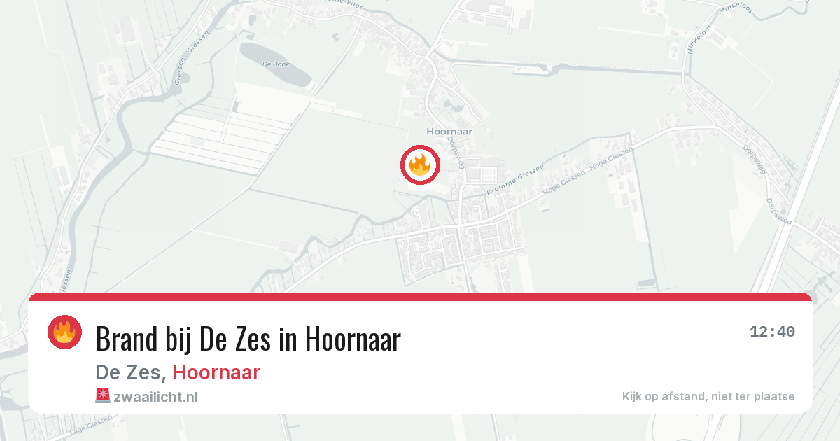 Brand bij De Zes in Hoornaar — 21 feb 2026