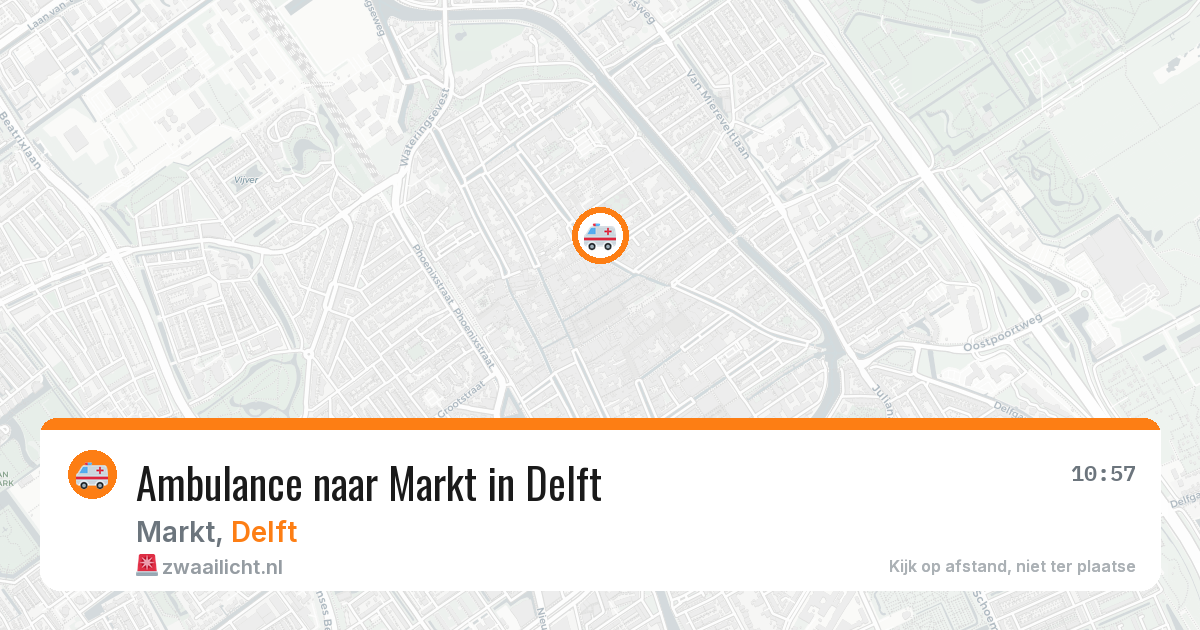 Ambulance naar Markt in Delft — 9 aug 2026