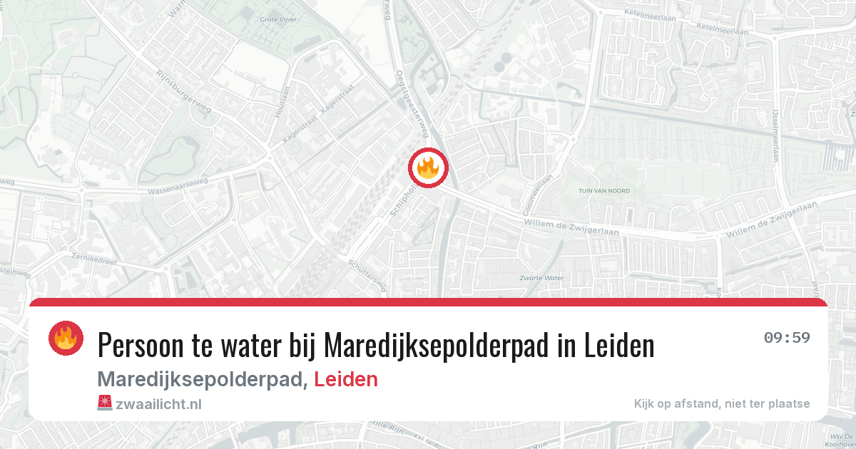 Persoon te water bij Maredijksepolderpad in Leiden — 15 jun 2026
