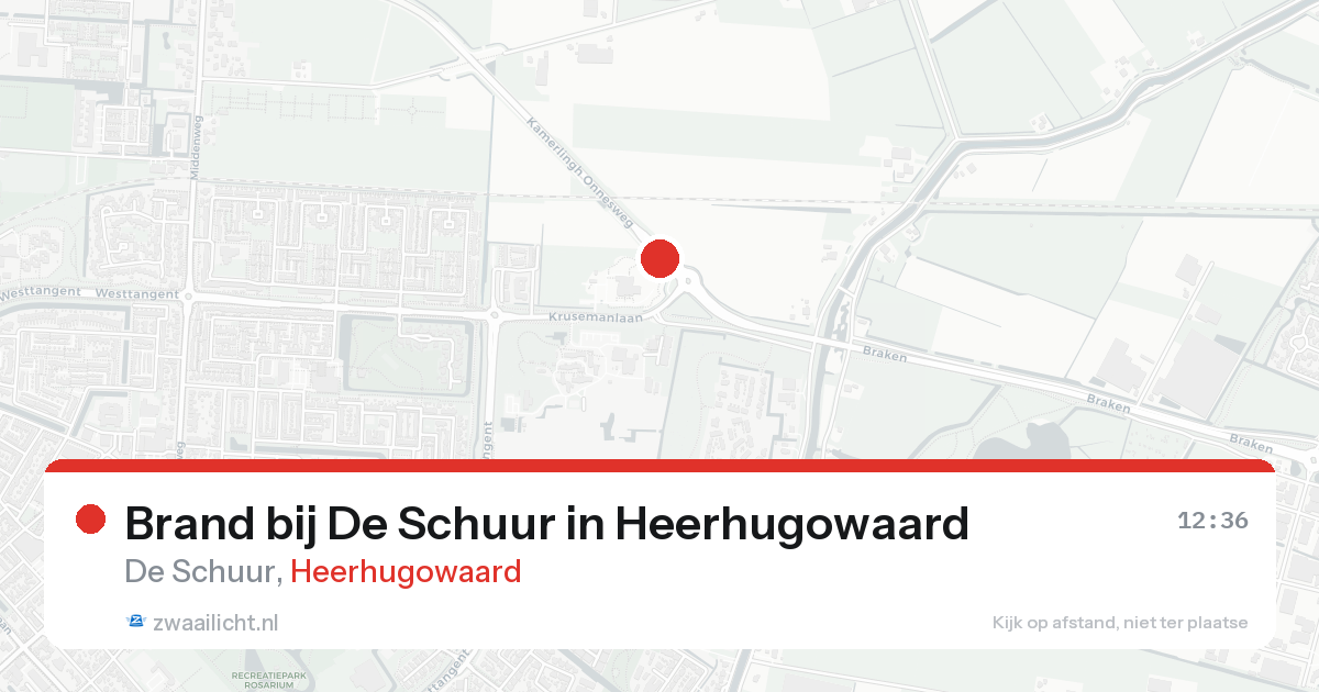 Brand bij De Schuur in Heerhugowaard — 19 aug 2026