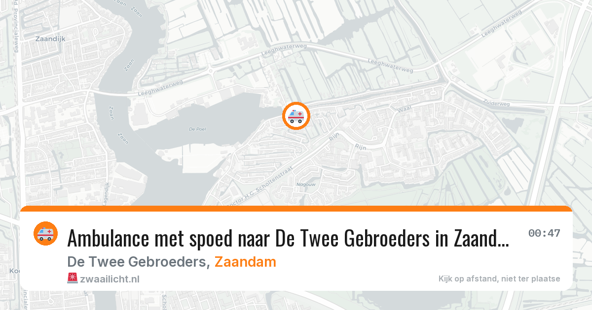 Ambulance met spoed naar De Twee Gebroeders in Zaandam — 5 aug 2026