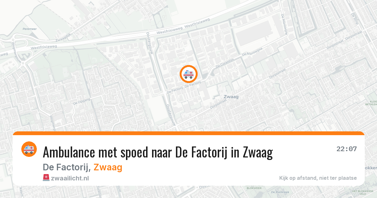 Ambulance met spoed naar De Factorij in Zwaag — 13 jul 2026
