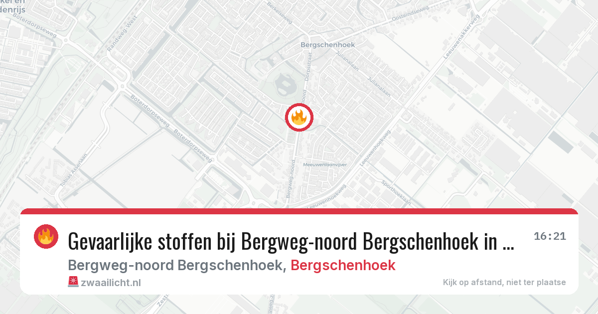 Gevaarlijke stoffen bij Bergweg-noord Bergschenhoek in Bergschenhoek — 9 jul 2026