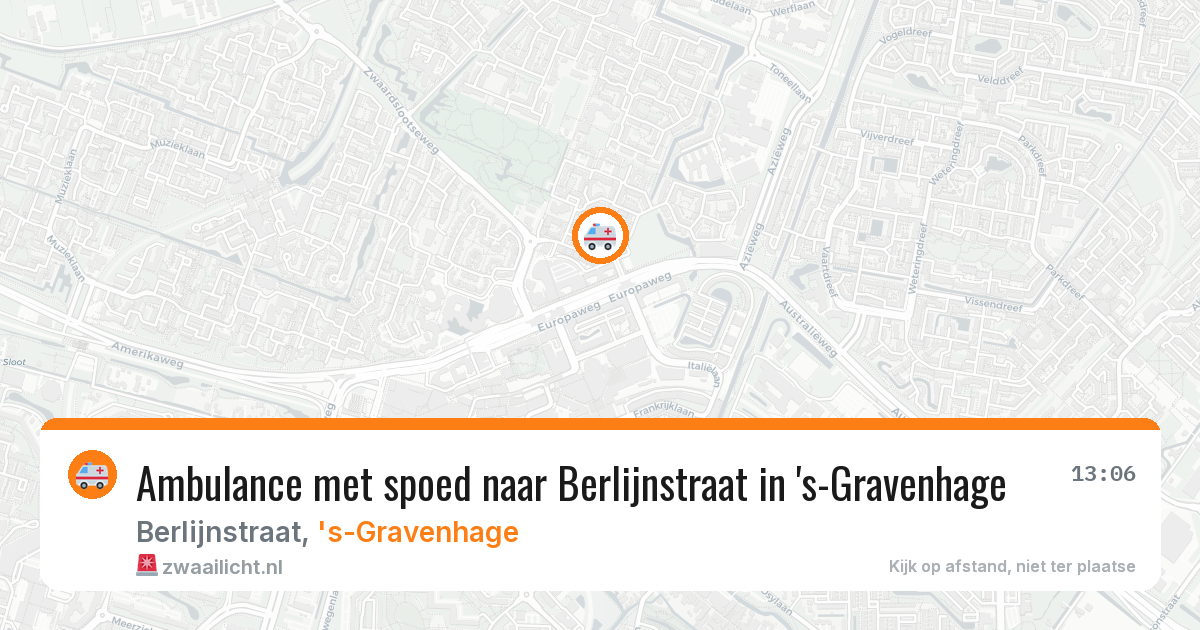 Ambulance met spoed naar Berlijnstraat in 's-Gravenhage — 19 mrt 2026