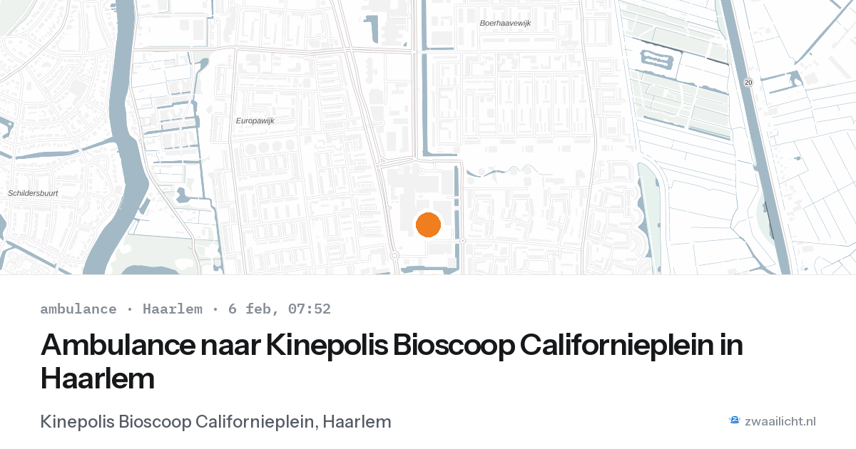 Ambulance naar Kinepolis Bioscoop Californieplein in Haarlem — 6 feb 2026