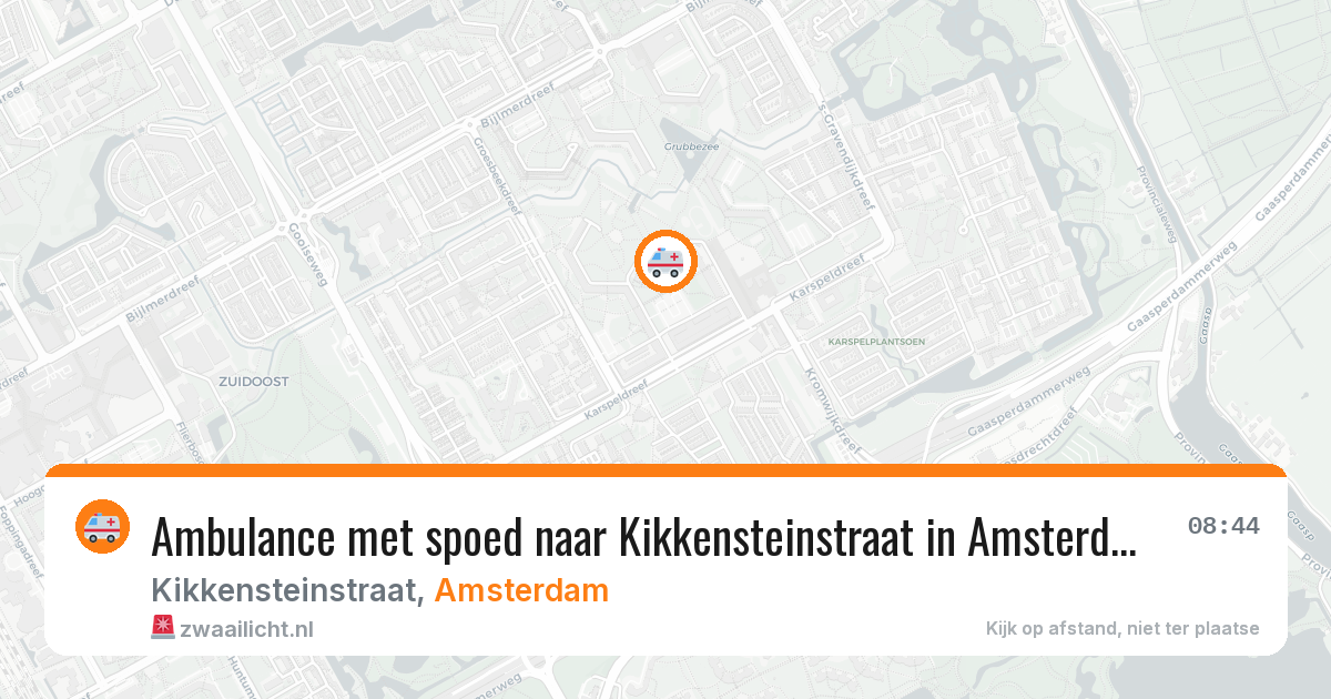 Ambulance met spoed naar Kikkensteinstraat in Amsterdam — 29 jul 2026