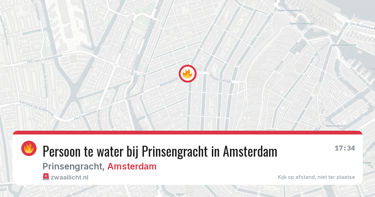 Persoon te water bij Prinsengracht in Amsterdam — 3 aug 2026