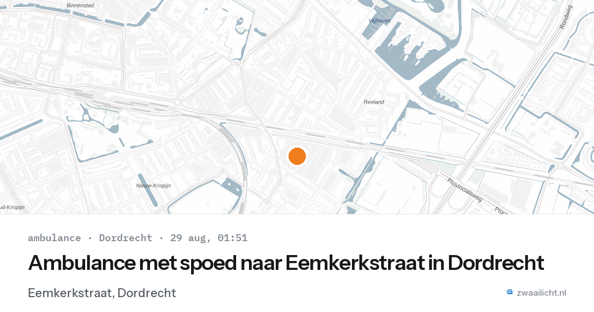 Ambulance met spoed naar Eemkerkstraat in Dordrecht — 28 aug 2026