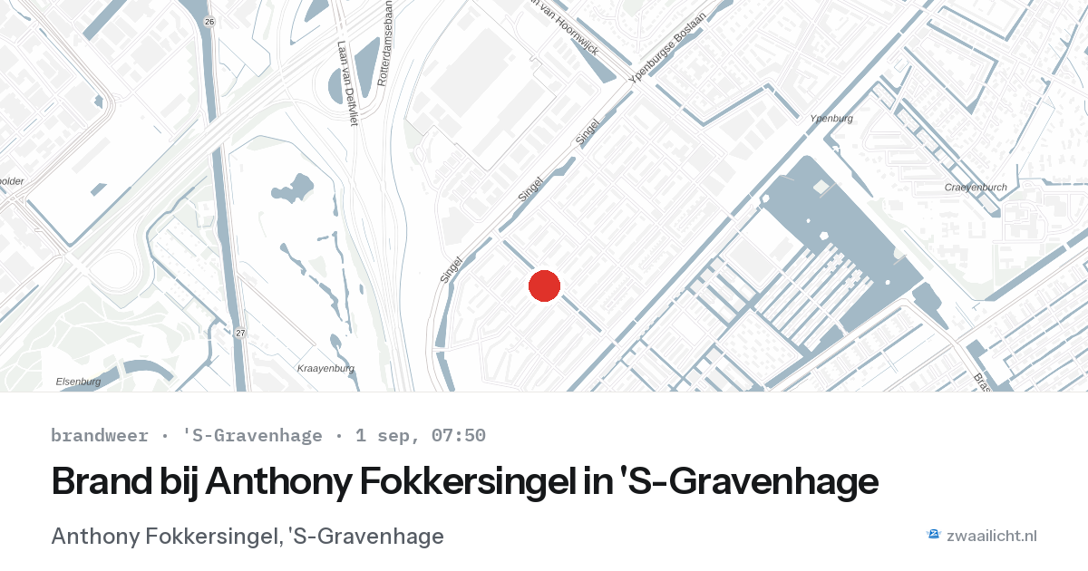Brand bij Anthony Fokkersingel in 'S-Gravenhage — 1 sep 2026