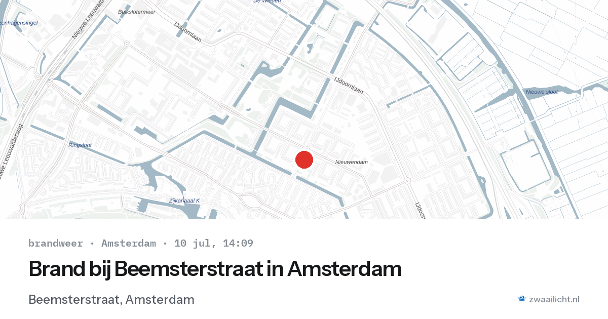 Brand bij Beemsterstraat in Amsterdam — 10 jul 2026