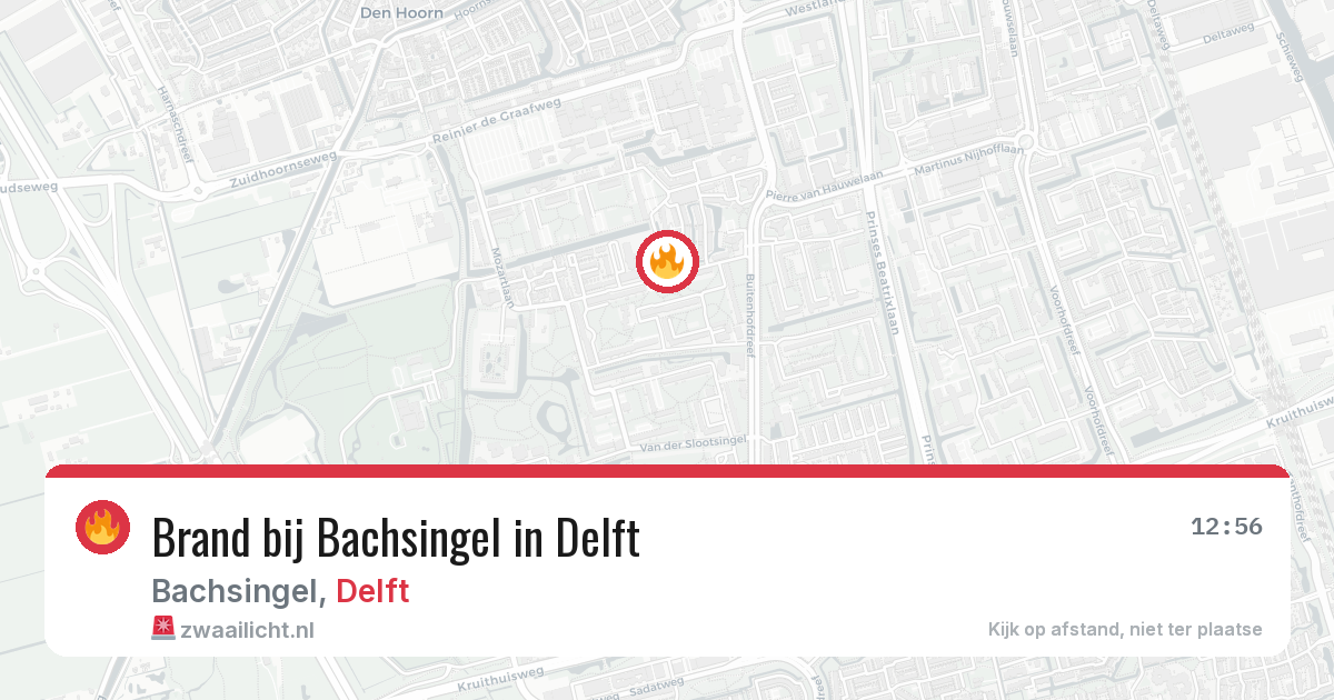 Brand bij Bachsingel in Delft — 20 jul 2026