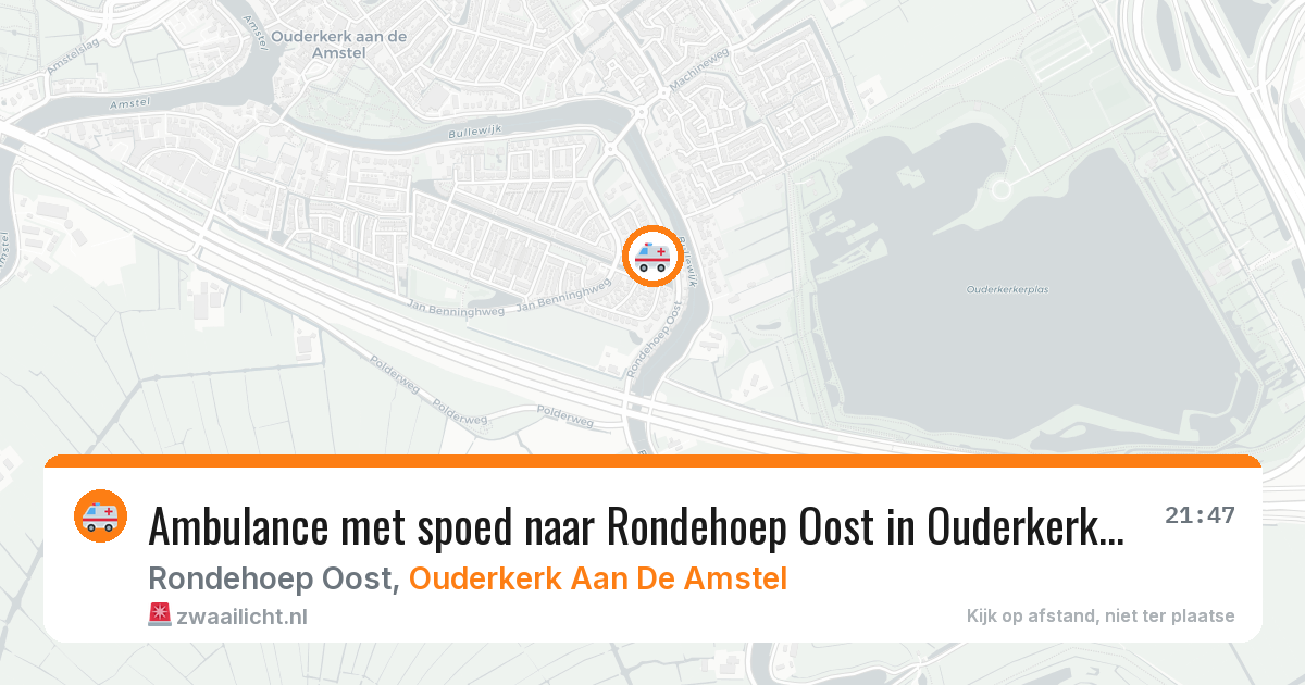 Ambulance met spoed naar Rondehoep Oost in Ouderkerk Aan De Amstel — 20 mei 2026