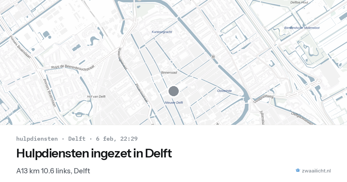 Hulpdiensten ingezet in Delft — 6 feb 2026 | 🚨 Zwaailicht.nl