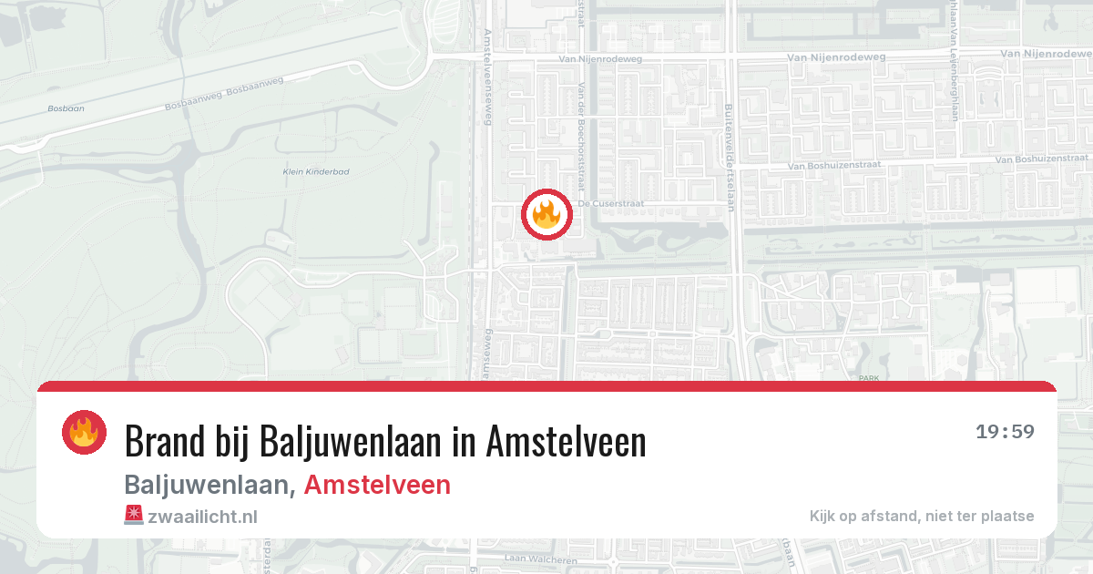 Brand bij Baljuwenlaan in Amstelveen — 13 aug 2026
