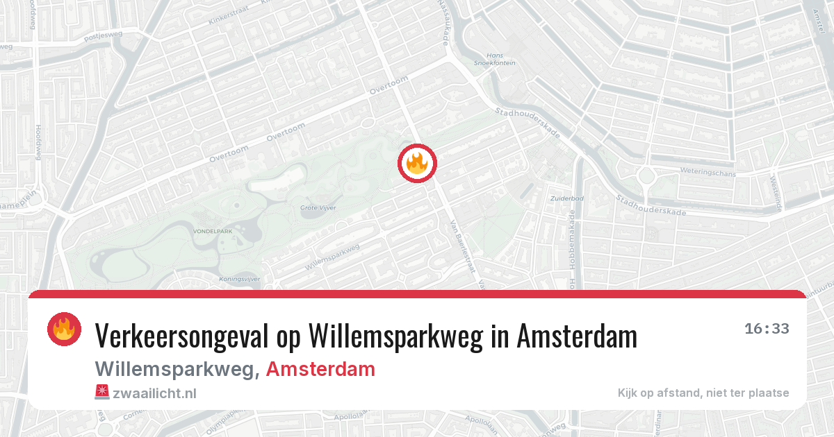 Verkeersongeval op Willemsparkweg in Amsterdam — 16 mrt 2026