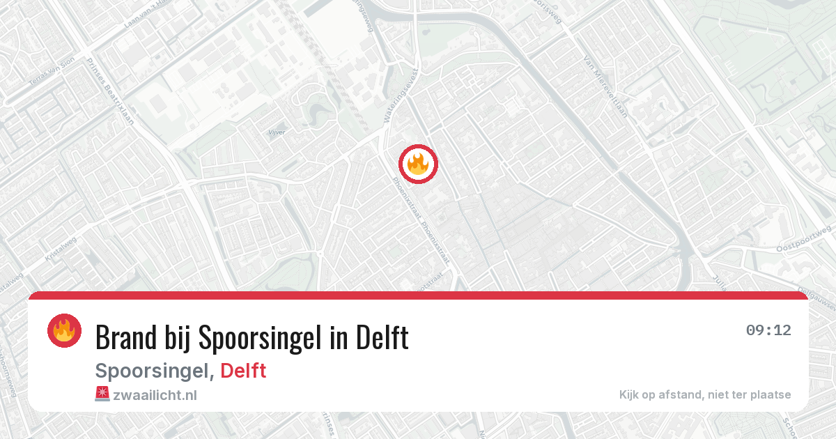 Brand bij Spoorsingel in Delft — 9 apr 2026