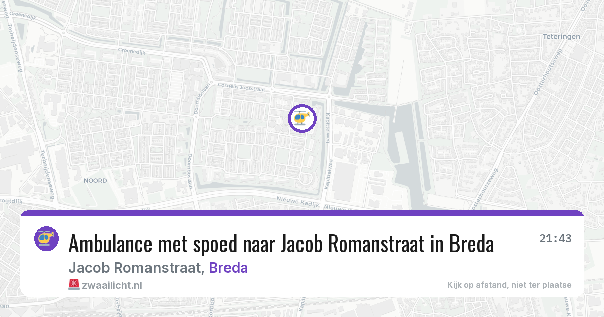 Ambulance met spoed naar Jacob Romanstraat in Breda — 1 jul 2026