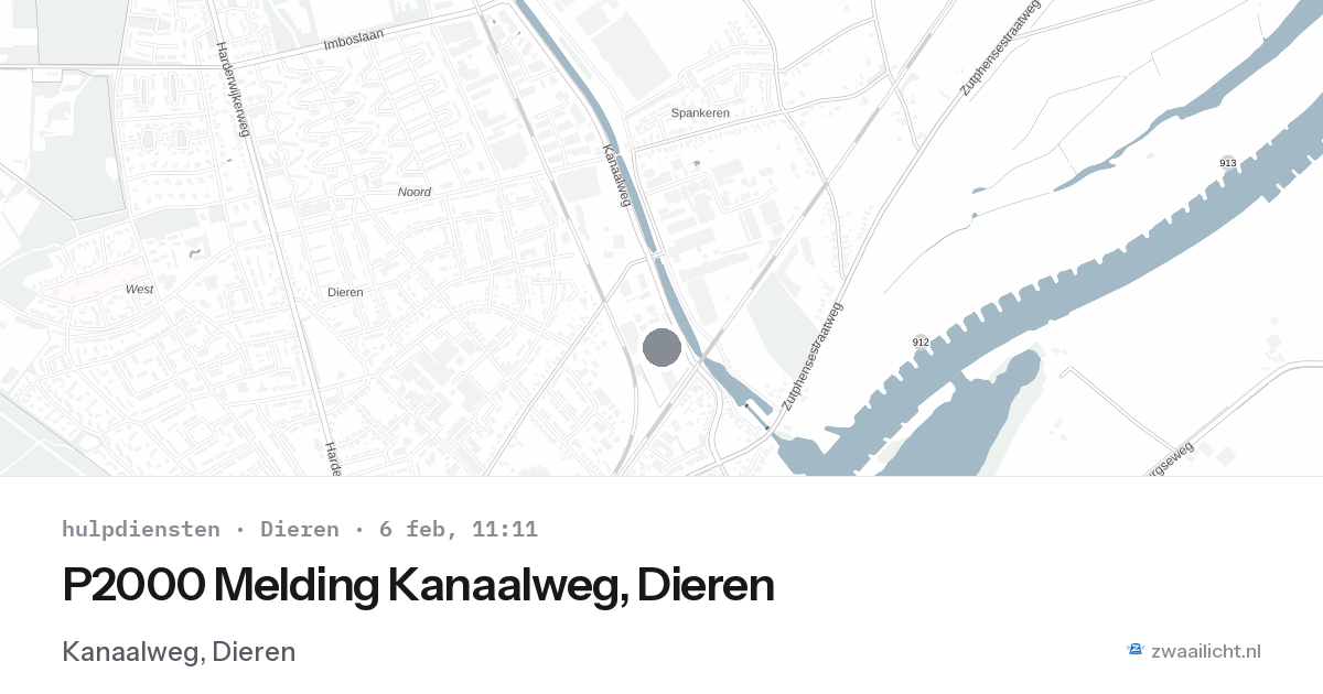 P2000 Melding Kanaalweg, Dieren — 6 feb 2026