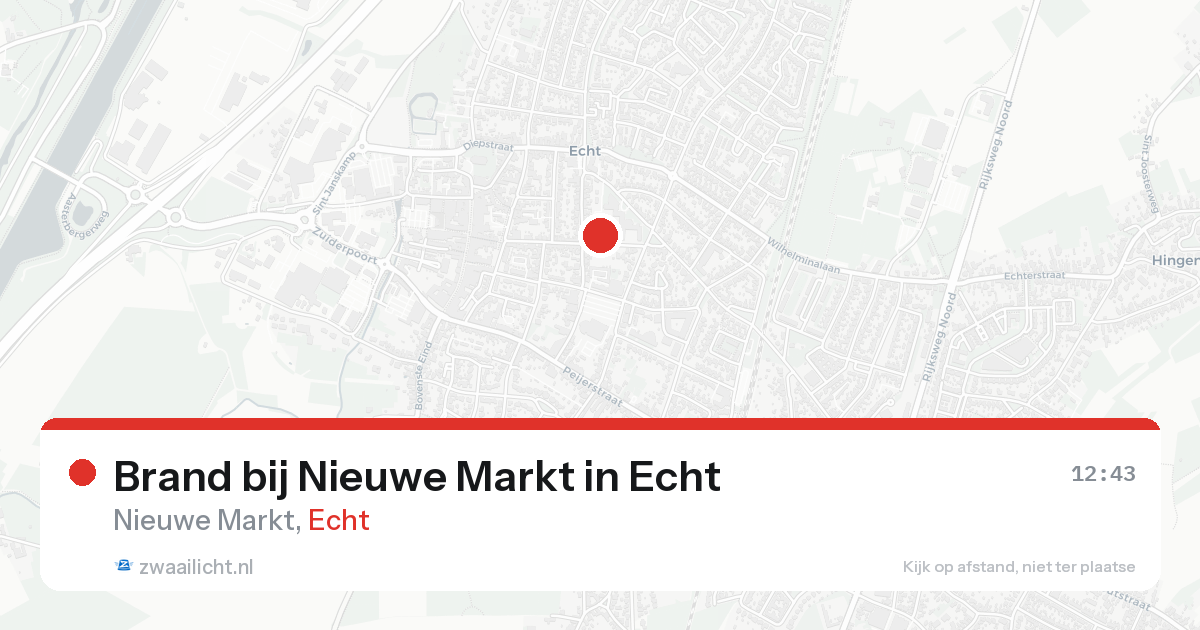Brand bij Nieuwe Markt in Echt — 18 aug 2026