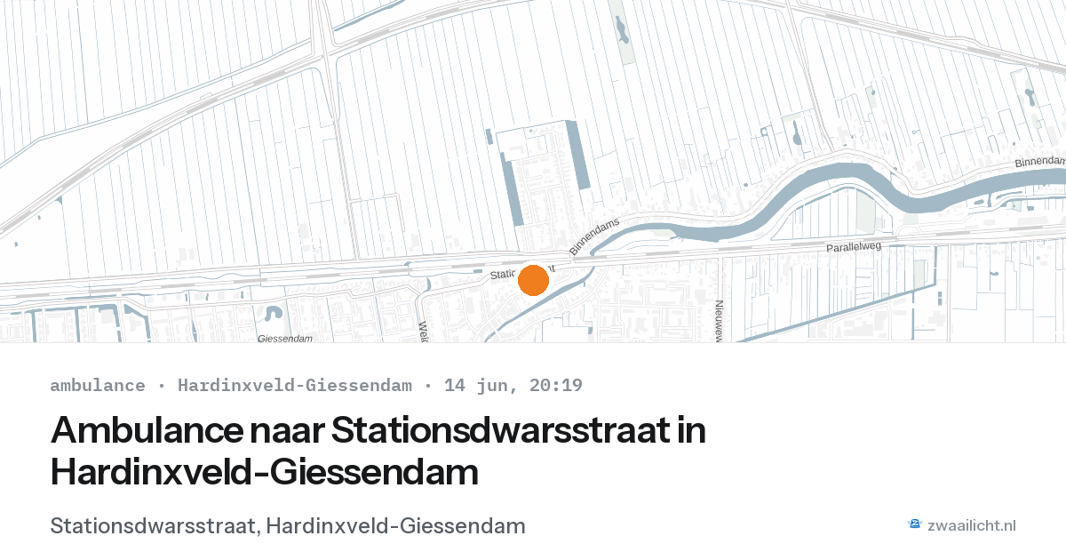 Ambulance naar Stationsdwarsstraat in Hardinxveld-Giessendam — 14 jun 2026