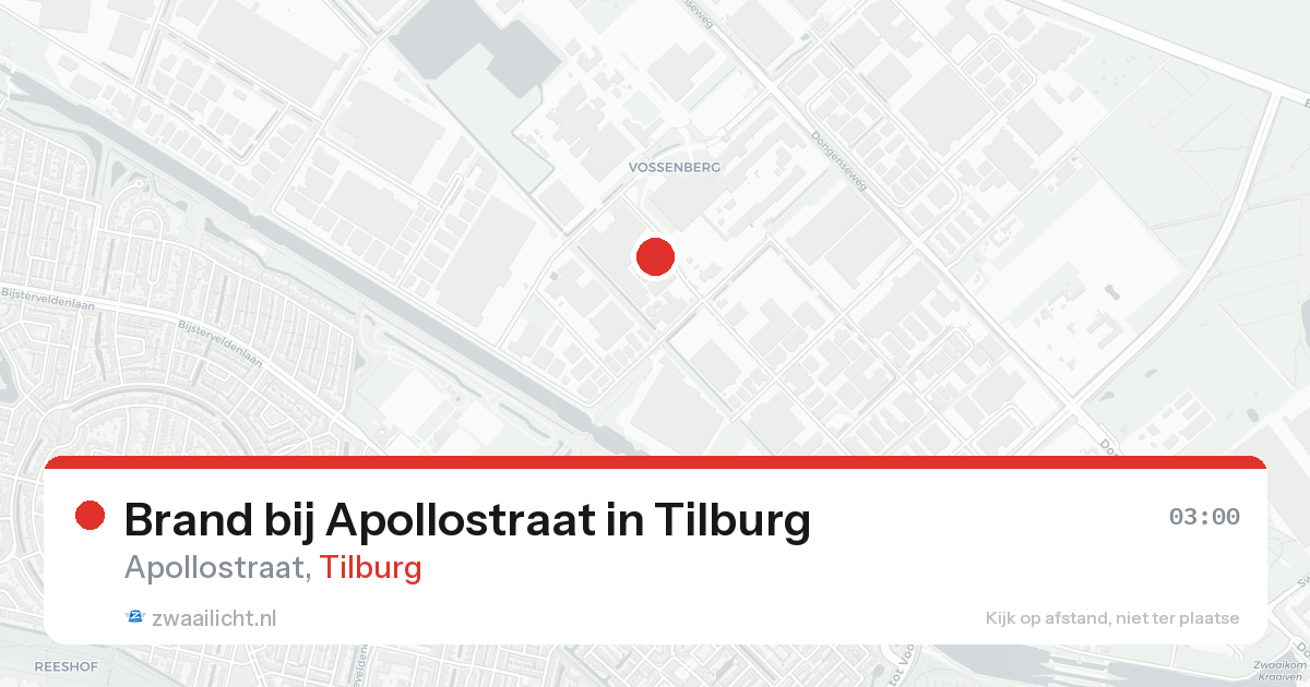 Brand bij Apollostraat in Tilburg — 16 aug 2026