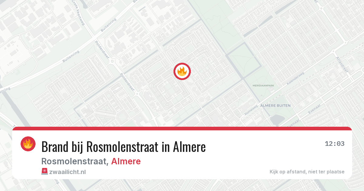 Brand bij Rosmolenstraat in Almere — 16 mrt 2026