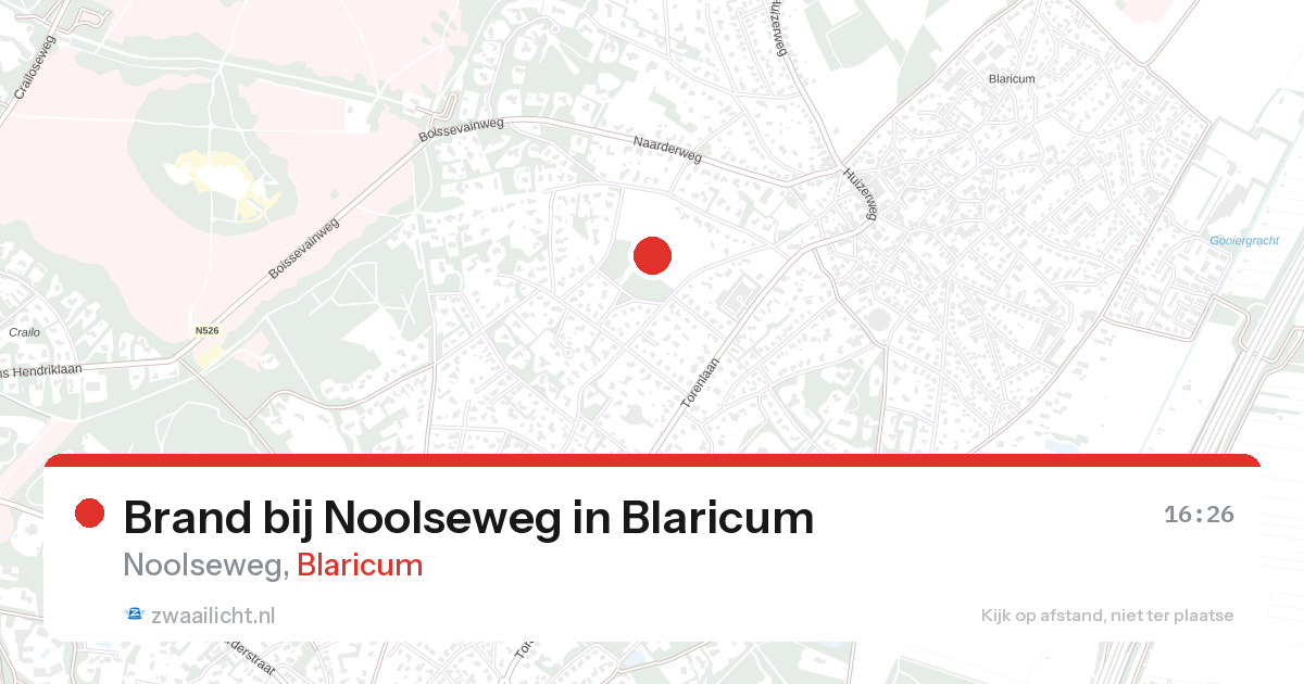 Brand bij Noolseweg in Blaricum — 28 aug 2026