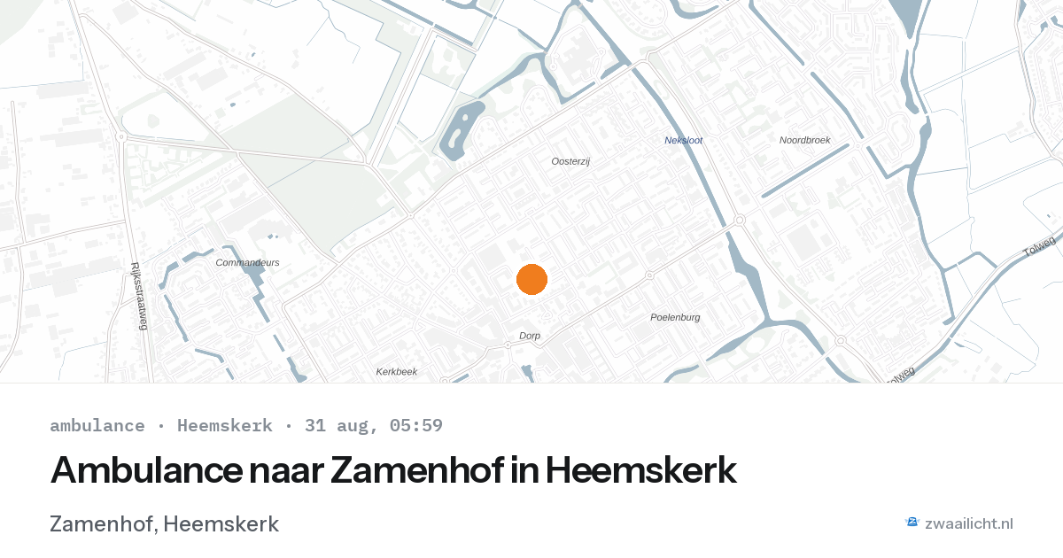 Ambulance naar Zamenhof in Heemskerk — 31 aug 2026