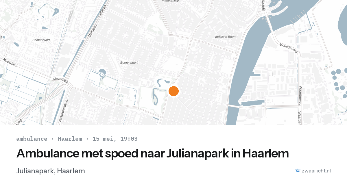 Ambulance met spoed naar Julianapark in Haarlem — 15 mei 2026