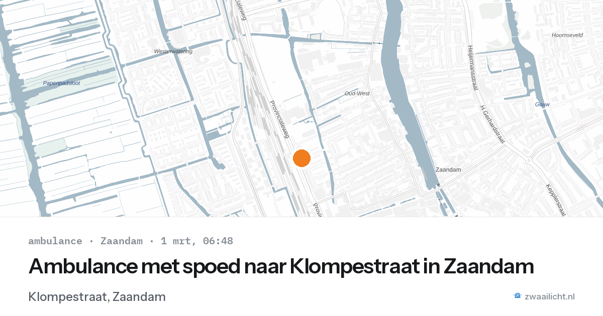 Ambulance met spoed naar Klompestraat in Zaandam — 1 mrt 2026