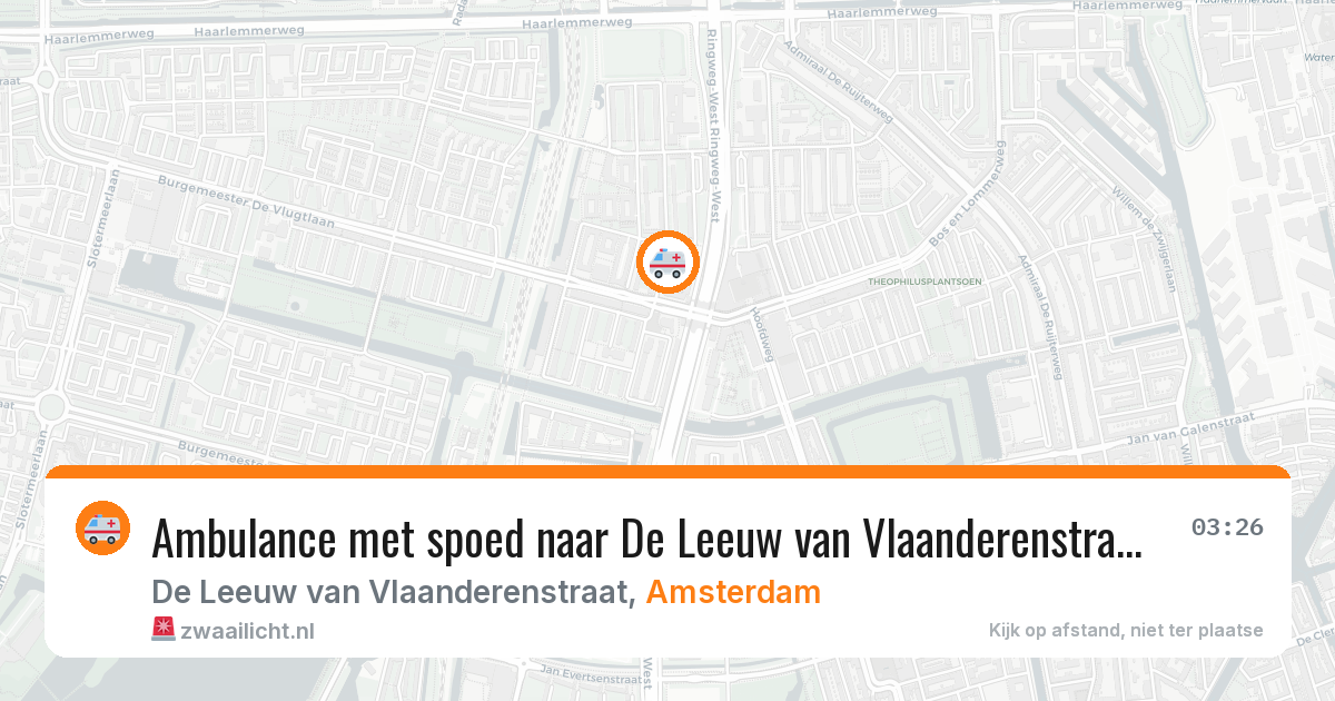 Ambulance met spoed naar De Leeuw van Vlaanderenstraat in Amsterdam — 25 mei 2026