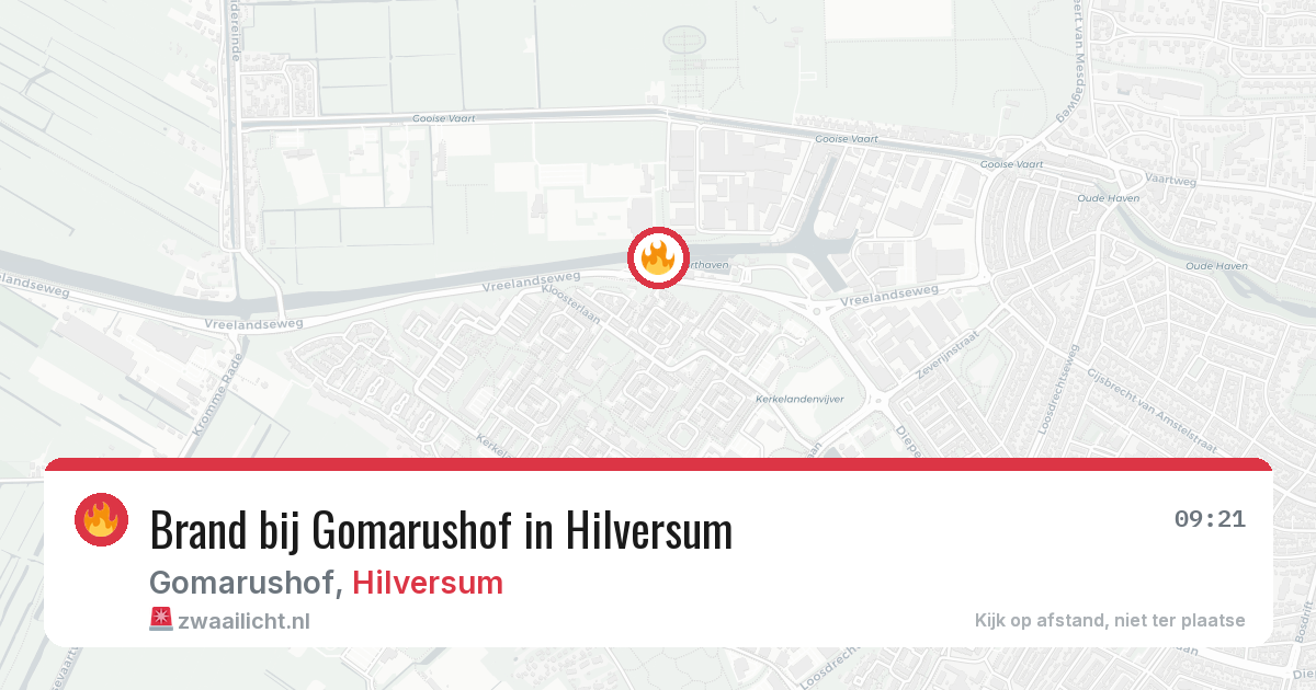 Brand bij Gomarushof in Hilversum — 9 jul 2026