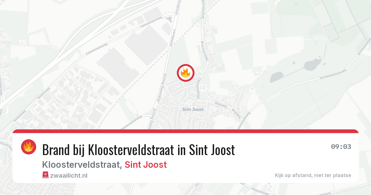 Brand bij Kloosterveldstraat in Sint Joost — 28 jun 2026