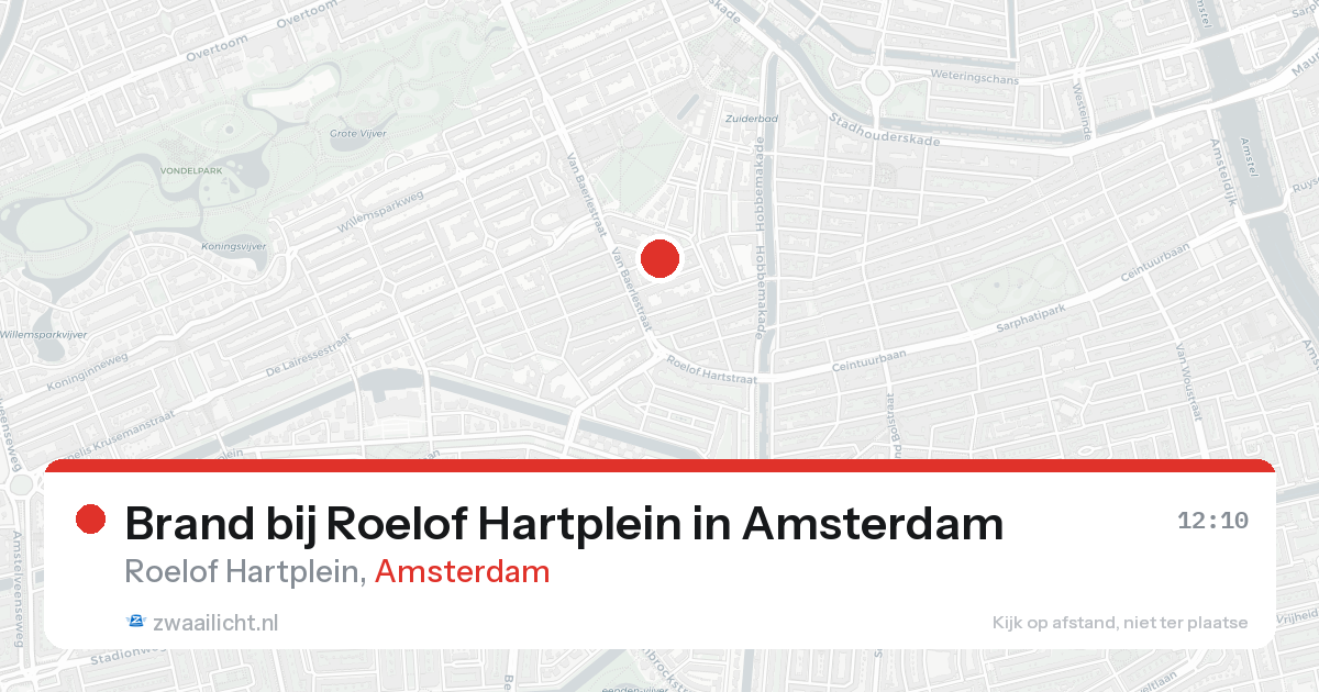 Brand bij Roelof Hartplein in Amsterdam — 23 aug 2026