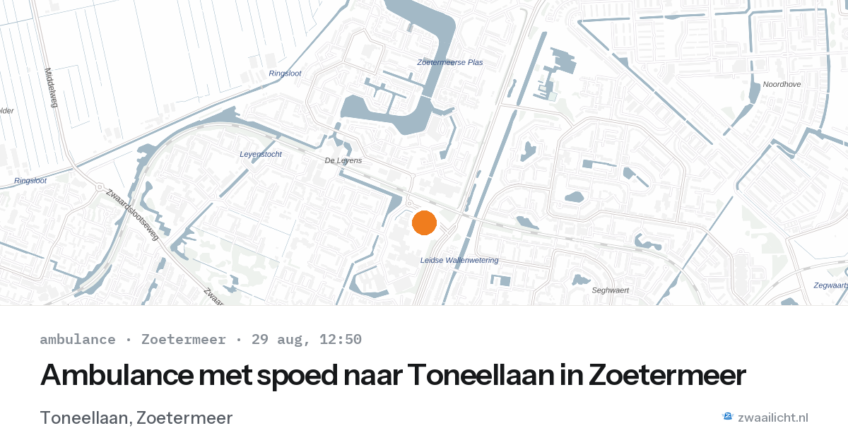 Ambulance met spoed naar Toneellaan in Zoetermeer — 29 aug 2026