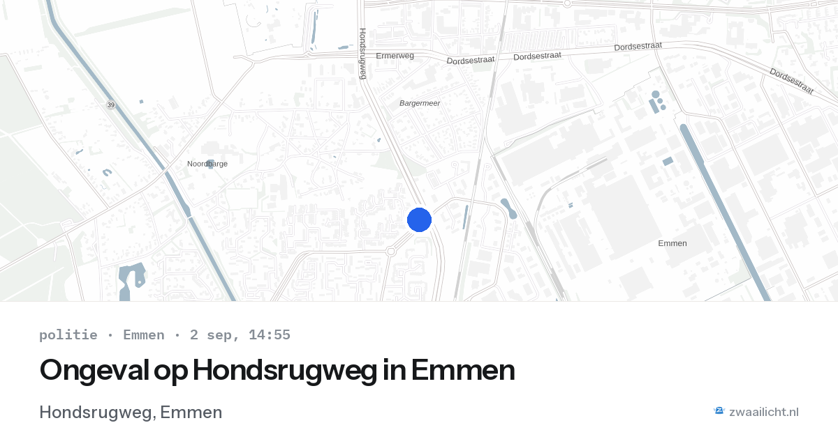 Ongeval op Hondsrugweg in Emmen — 2 sep 2026