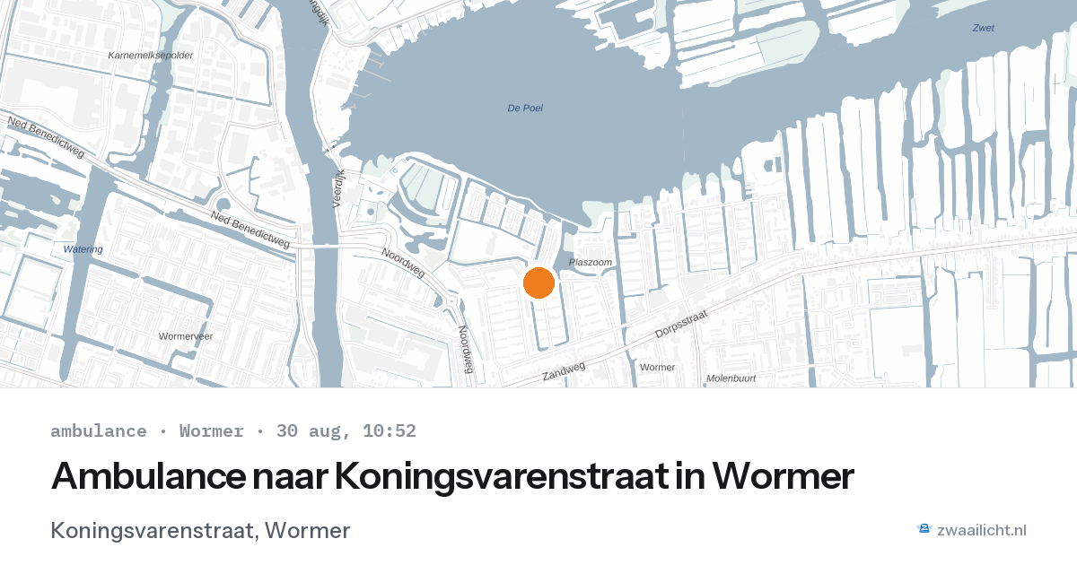 Ambulance naar Koningsvarenstraat in Wormer — 30 aug 2026