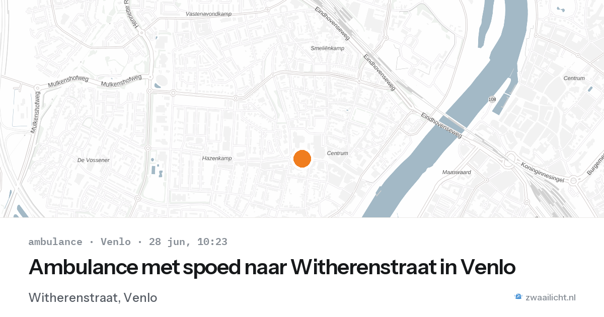 Ambulance met spoed naar Witherenstraat in Venlo — 28 jun 2026