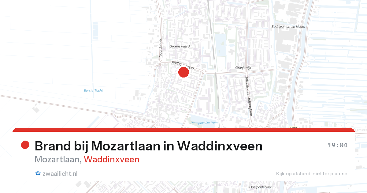 Brand bij Mozartlaan in Waddinxveen — 21 mrt 2026