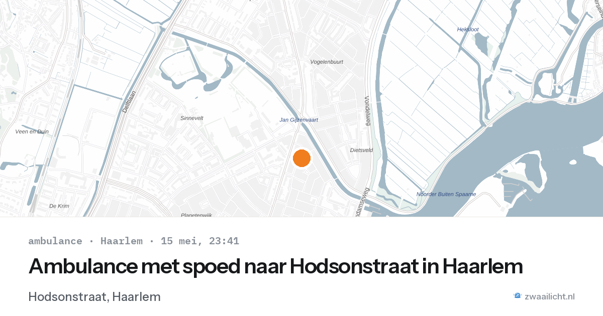 Ambulance met spoed naar Hodsonstraat in Haarlem — 15 mei 2026