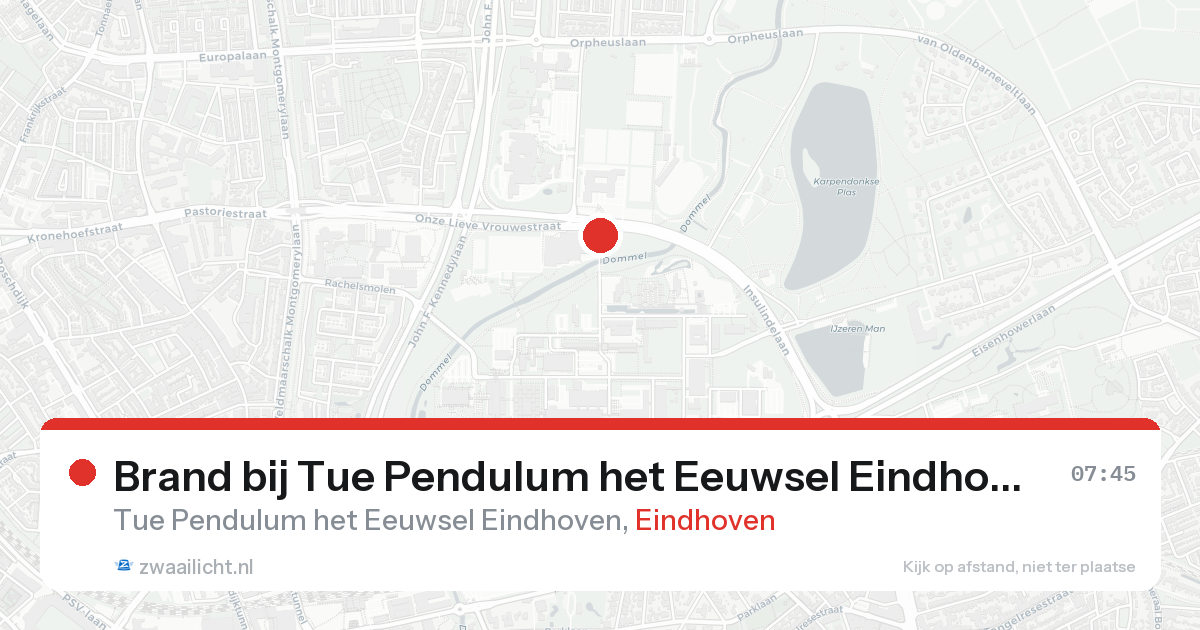 Brand bij Tue Pendulum het Eeuwsel Eindhoven in Eindhoven — 24 aug 2026