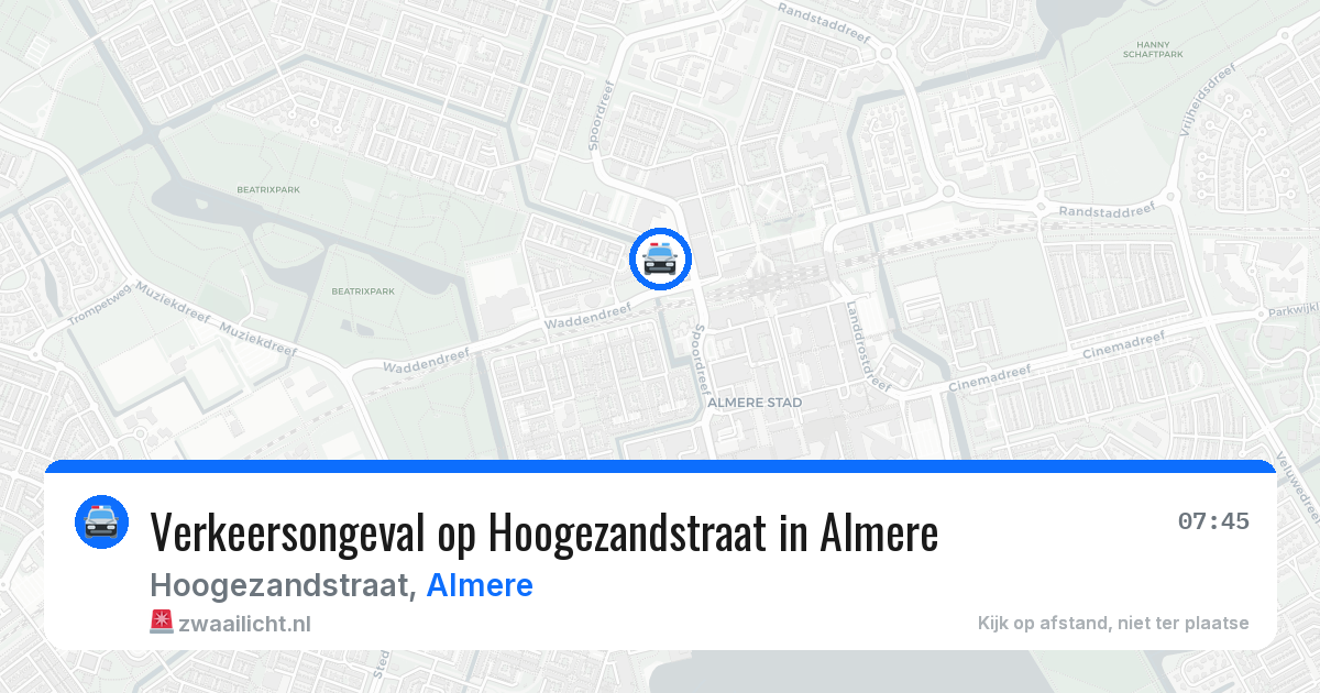 Verkeersongeval op Hoogezandstraat in Almere — 12 apr 2026