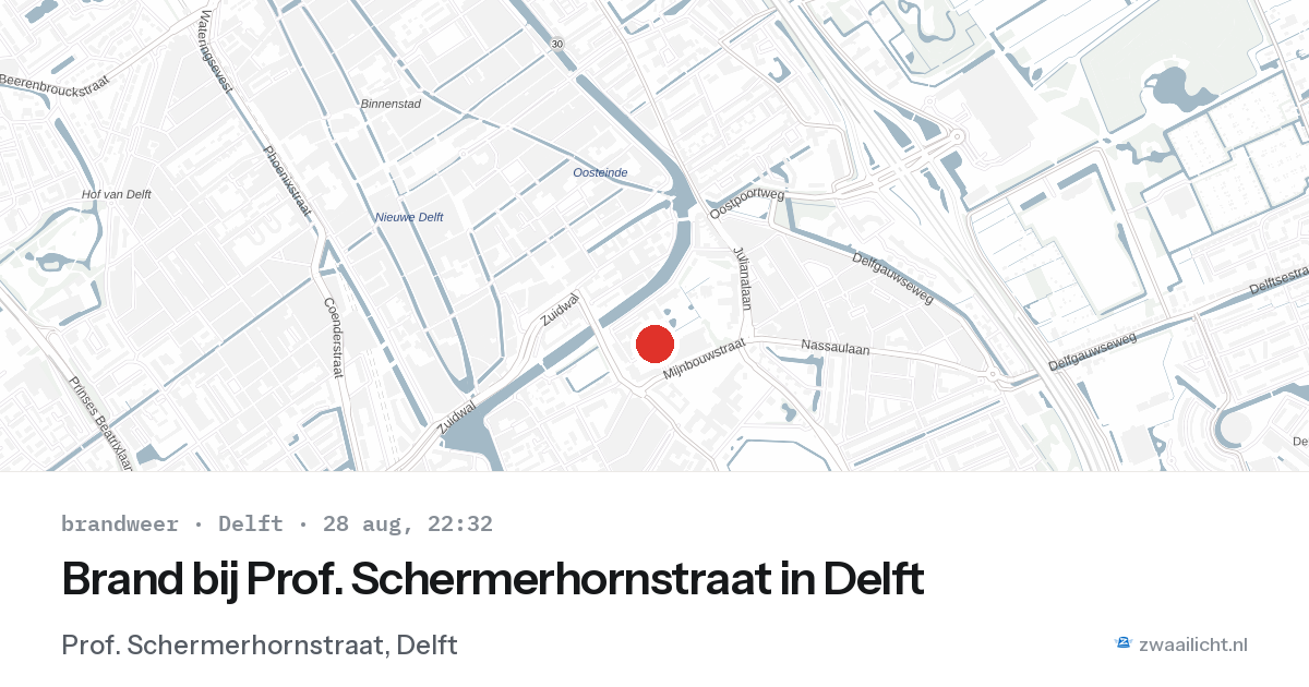 Brand bij Prof. Schermerhornstraat in Delft — 28 aug 2026