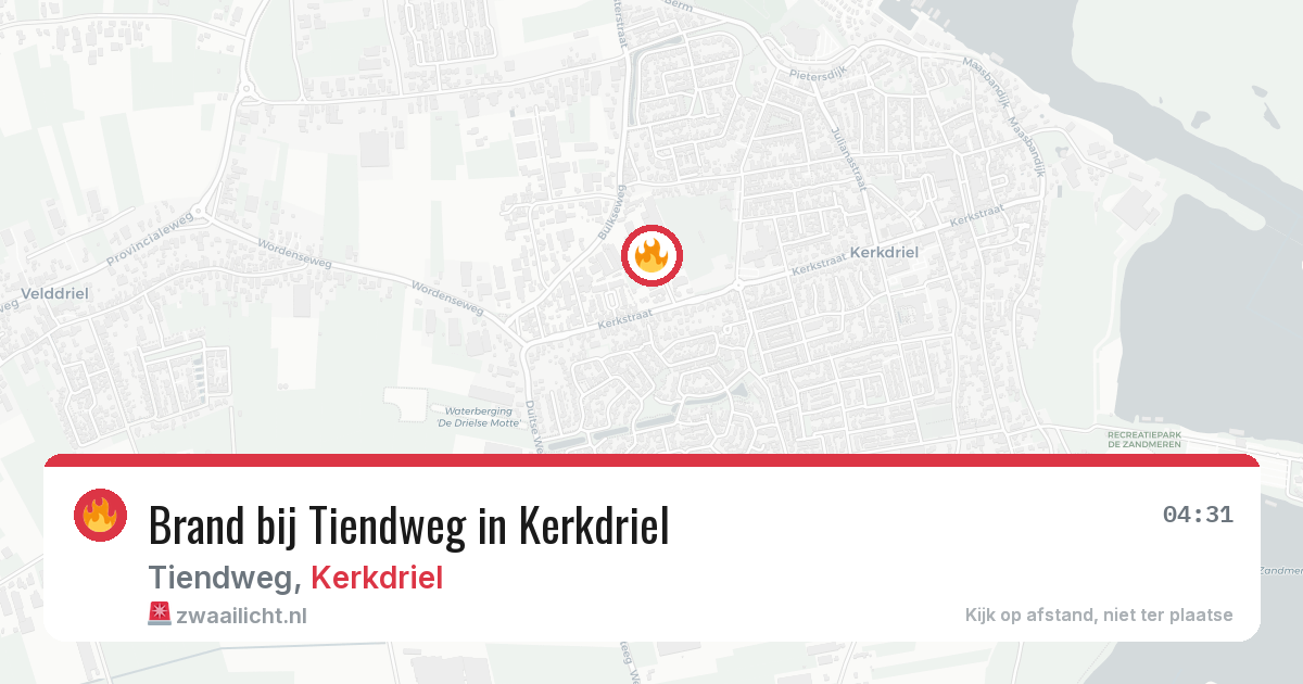 Brand bij Tiendweg in Kerkdriel — 29 mrt 2026
