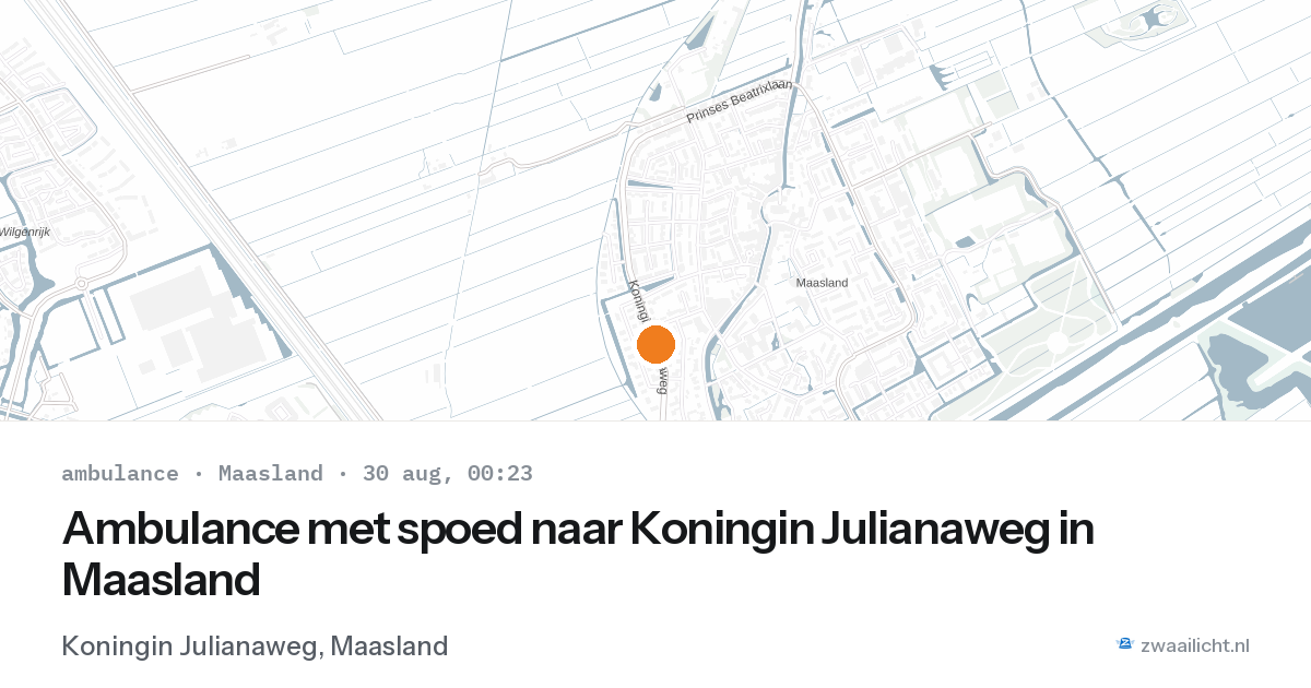 Ambulance met spoed naar Koningin Julianaweg in Maasland — 29 aug 2026