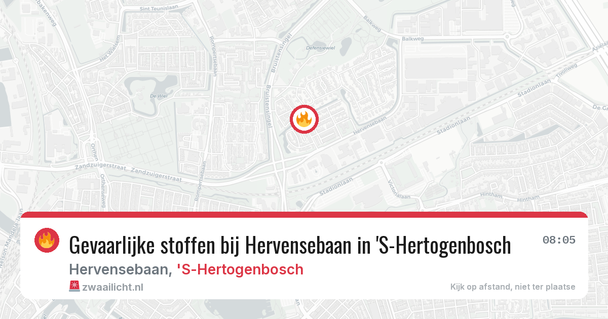 Gevaarlijke stoffen bij Hervensebaan in 'S-Hertogenbosch — 10 aug 2026