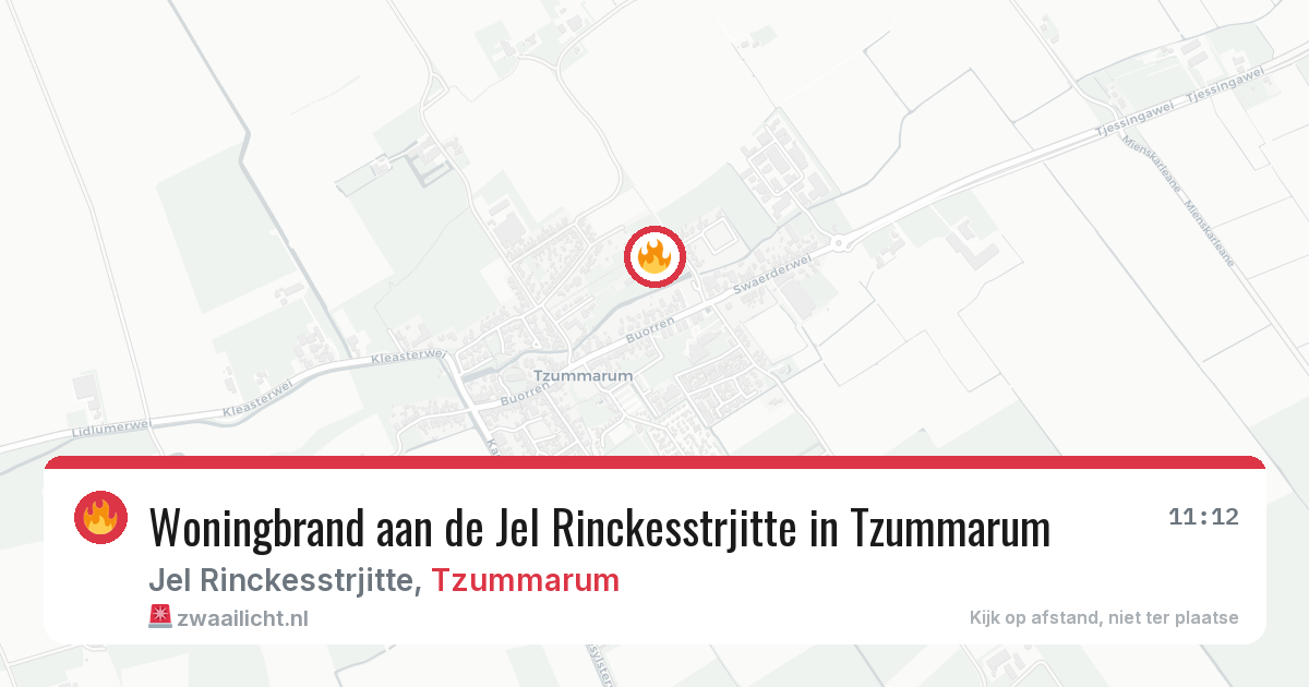 Woningbrand aan de Jel Rinckesstrjitte in Tzummarum — 20 jun 2026
