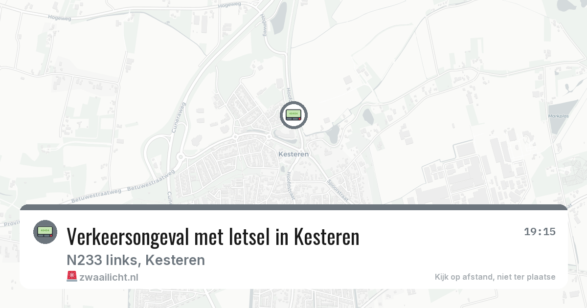Verkeersongeval met letsel in Kesteren — 18 feb 2026