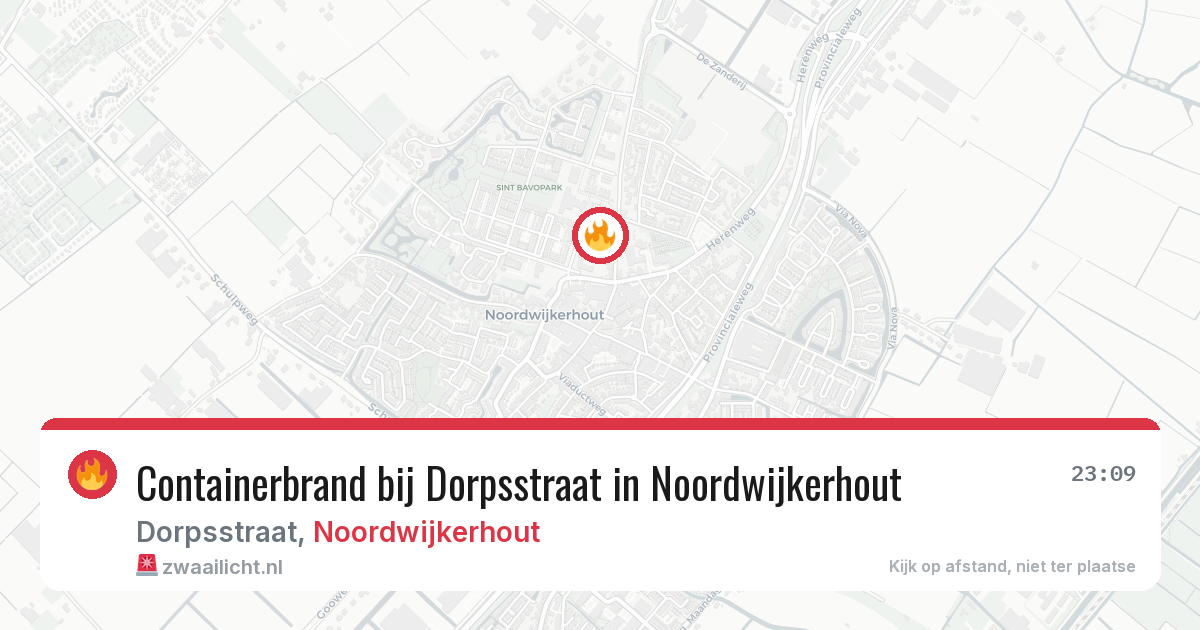 Containerbrand bij Dorpsstraat in Noordwijkerhout — 17 jun 2026